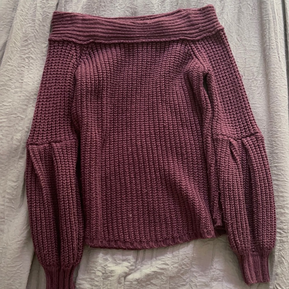 she + sky off the shoulder sweater